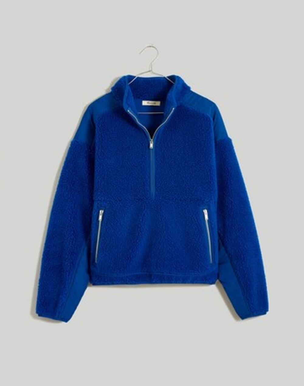 MADEWELL FAUX SHEARLING HALF-ZIP PULLOVER SWEATER SIZE M